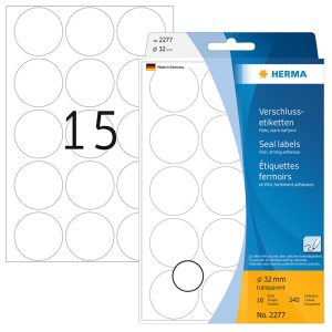 Herma Seal Labels Ø32mm Round Transparent Extra Strong Adhesion Film Matt