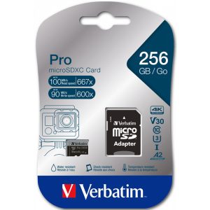 Verbatim Pro U3 256GB Micro SDXC Card with Adapter
