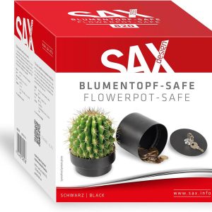 SAX Design Flower Pot Safe - Hidden Safe in Flower Pot Look, Black