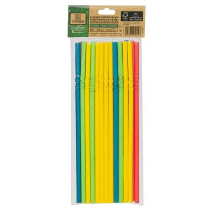 Tessera Flexible Paper Straws FSC® in 5 Colors Ø 0.6 x 21 cm Pack of 25
