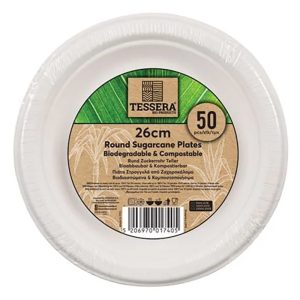 Tessera Round White Sugarcane Plate Ø 26 cm Pack of 10