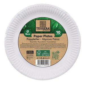 Tessera Round White Paper Plate FSC® Ø18 cm Pack of 10