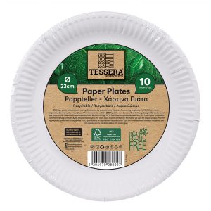 Tessera Round White Paper Plate FSC® Ø 23 cm Pack of 10