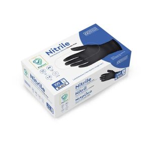 Intertan Black Powder-free Nitrile Examination Gloves, Large Pack of 100