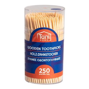 Tani Wooden Toothpicks in Plastic Barrel Pack of 250