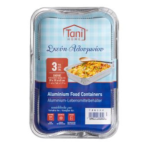 Tani Rectangular Aluminium Food Trays 29 x 19 x 4 cm Pack of 3