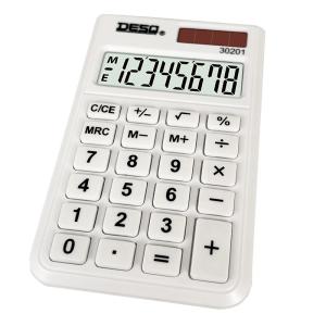 Desq Pocket Calculator 8 Digits Dual Power White